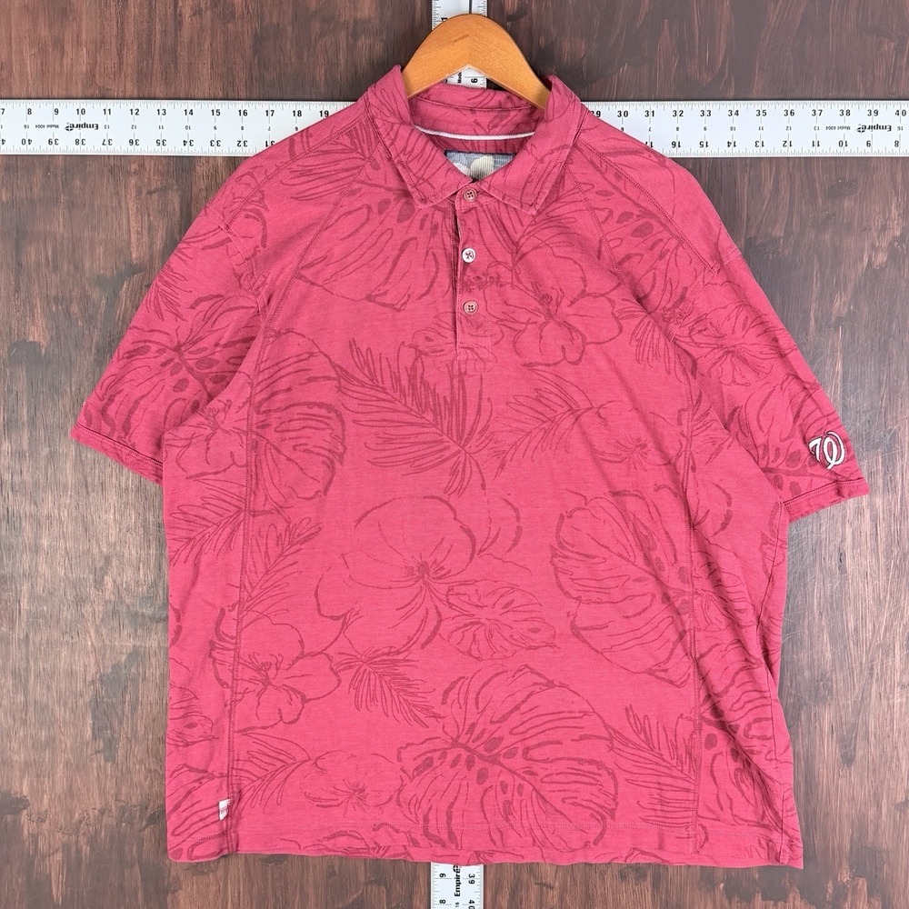 Washington Nationals Tommy Bahama Baseball Polo Shirt Logo Short Sleeve Men's XL